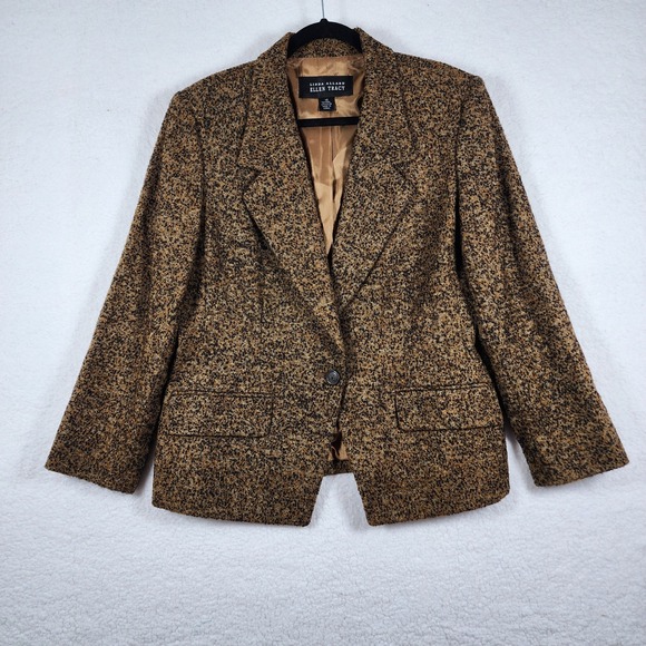 Ellen Tracy Jackets & Blazers - Linda Allard Ellen Tracy Women Wool Blend Blazer Sz 14 Textured Brown Old Money